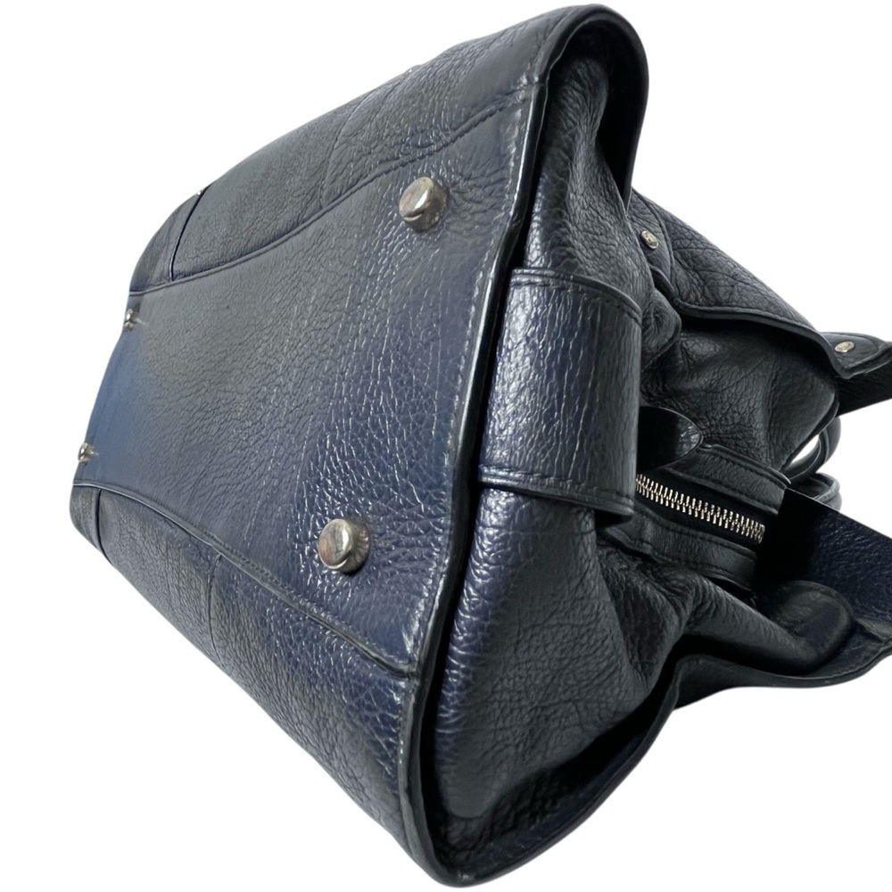 Coach Mercer 30 Navy Grain Leather Satchel - Picture 9 of 14